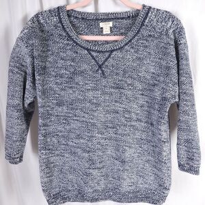 J Crew Seed Stitch Pullover Sweater Gray Blue 3/4 Sleeve Womens Small